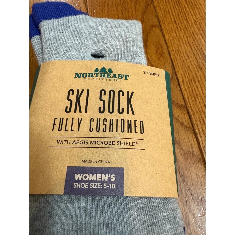 New Northeast Outfitters Ski Socks Womens 2‎ Pairs Snowflake Nordic Pink Multi